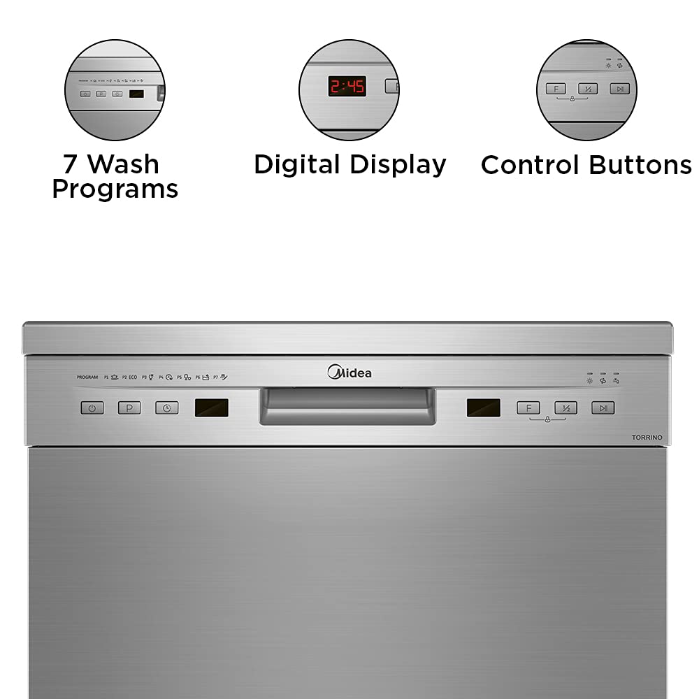 Midea 13 Place Setting Standard Dishwasher (WQP12-5201F, Silver) Box damage Minor scratch