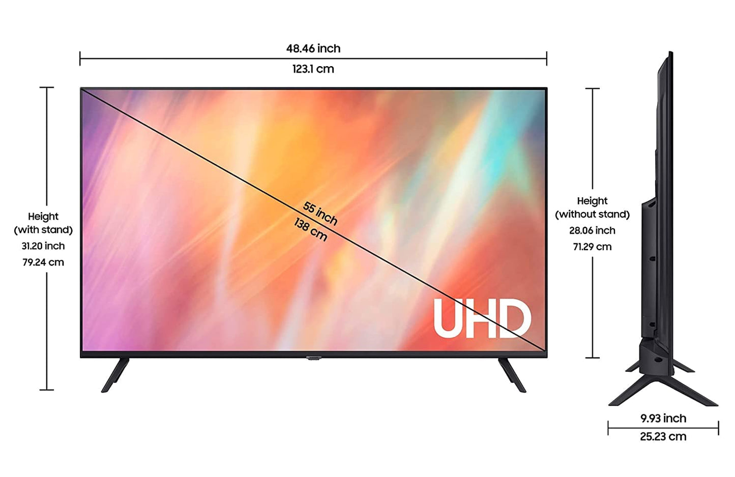 Samsung 138 cm (55 Inches) 4K Ultra HD Smart LED TV (UA55AU7600KXXL, Black)