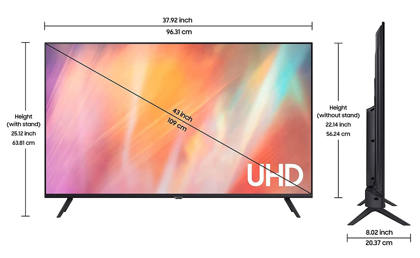 Samsung 43 Inch 4k Ultra HD LED Android Smart LED TV (43AU7600_Black)