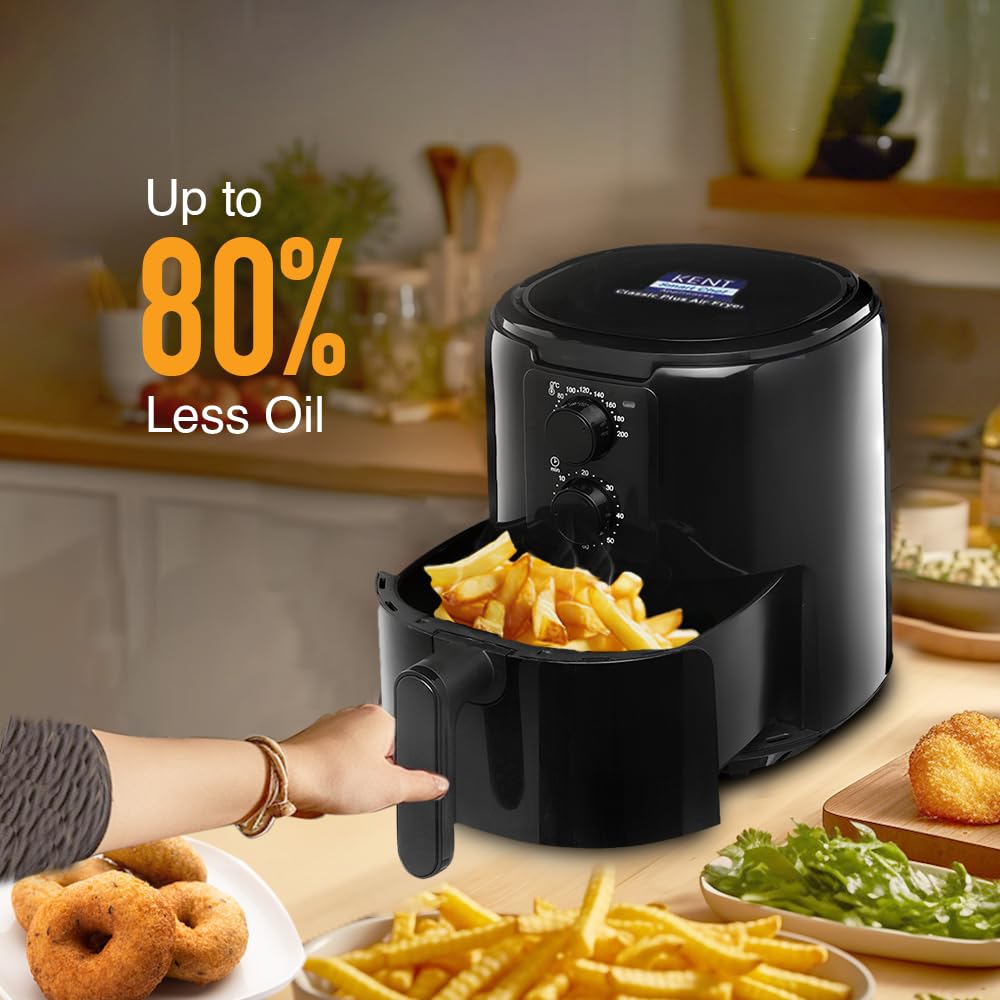 KENT Classic Plus Air Fryer | 1300W Power & 4.2L Capacity | Vapour Steam for Crisp Frying, Grill, Roast, Steam & Bake | Auto Cut-Off | 80% Less Oil...