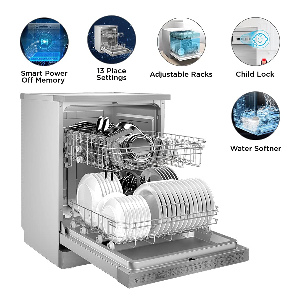 Midea 13 Place Setting Standard Dishwasher (WQP12-5201F, Silver) Box damage Minor scratch