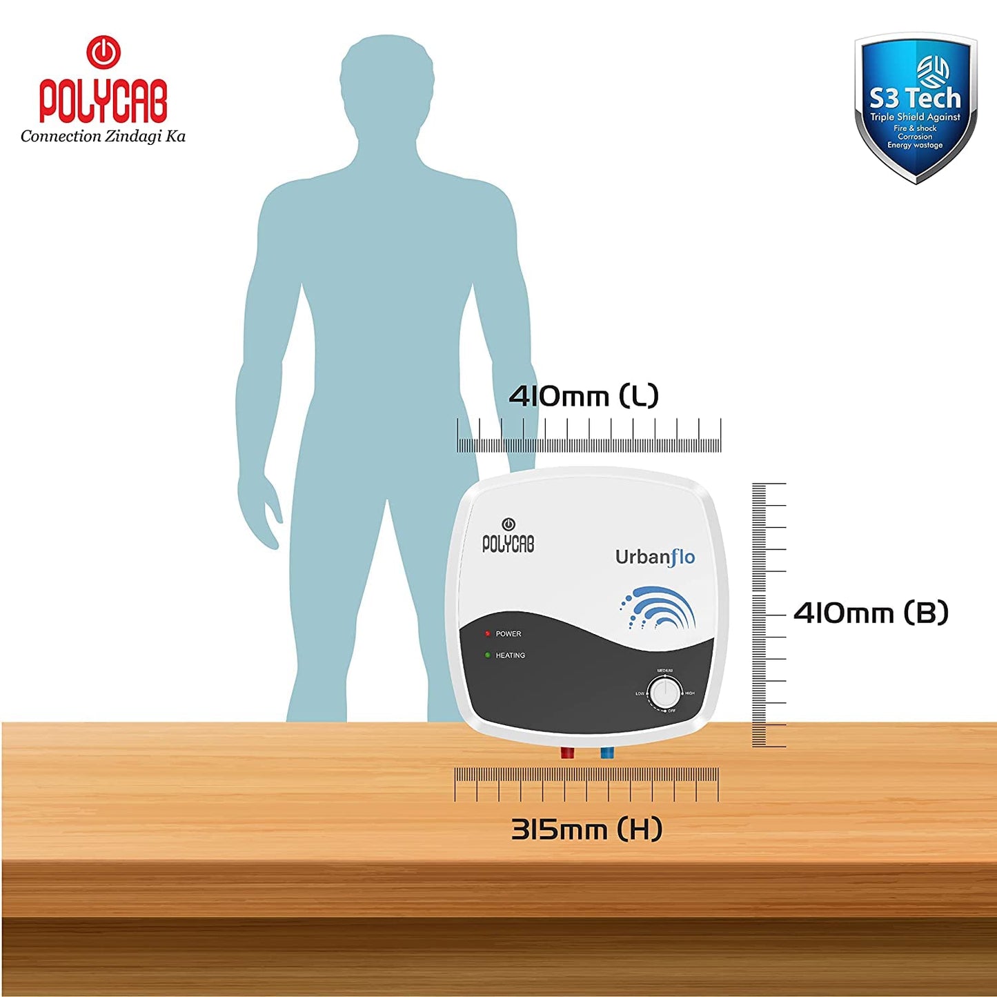 Polycab Urban Flo 15-L 5 Star Rated Storage Water Heater