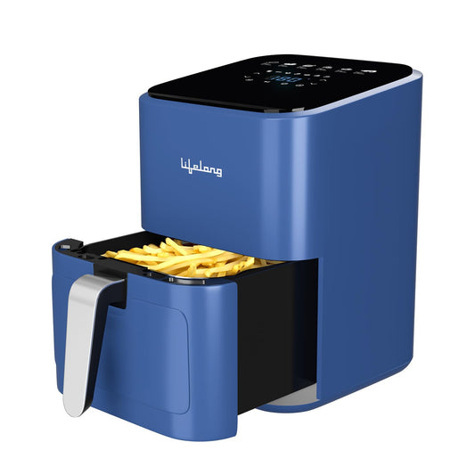 Lifelong 1200W 4L Air Fryer with Hot Air Circulation Technology with Timer Selection | Uses up to 90% less Oil | Fry, Grill, Roast, Reheat and Bake | LLHFD450 (Blue)