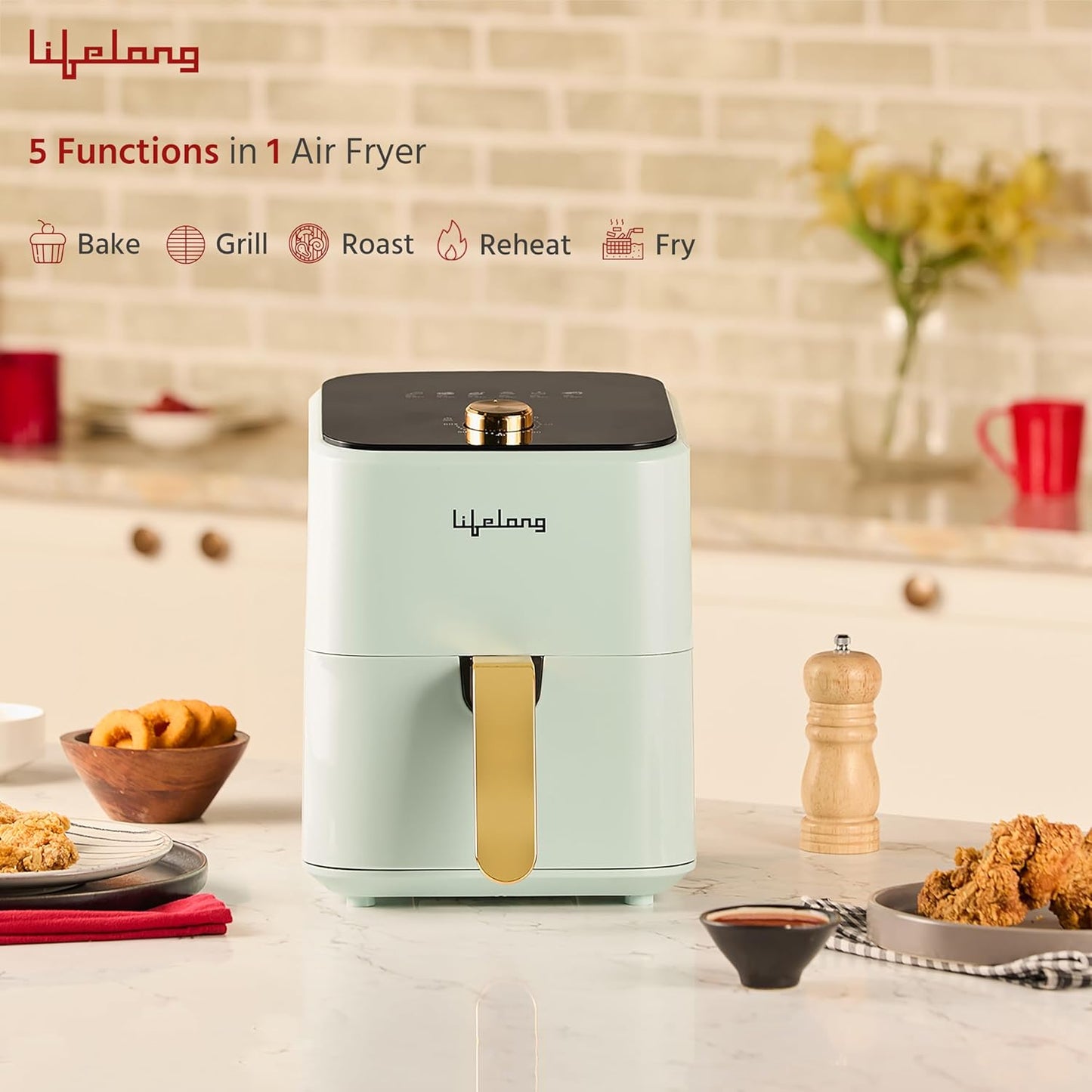 Lifelong Air Fryer | 1 Year Warranty | 1200W, 4L, Air Fryer for Home, Airfryer, Electric Air-Fryer with 360° Hot Air Circulation Technology & Timer... (Box Damage)