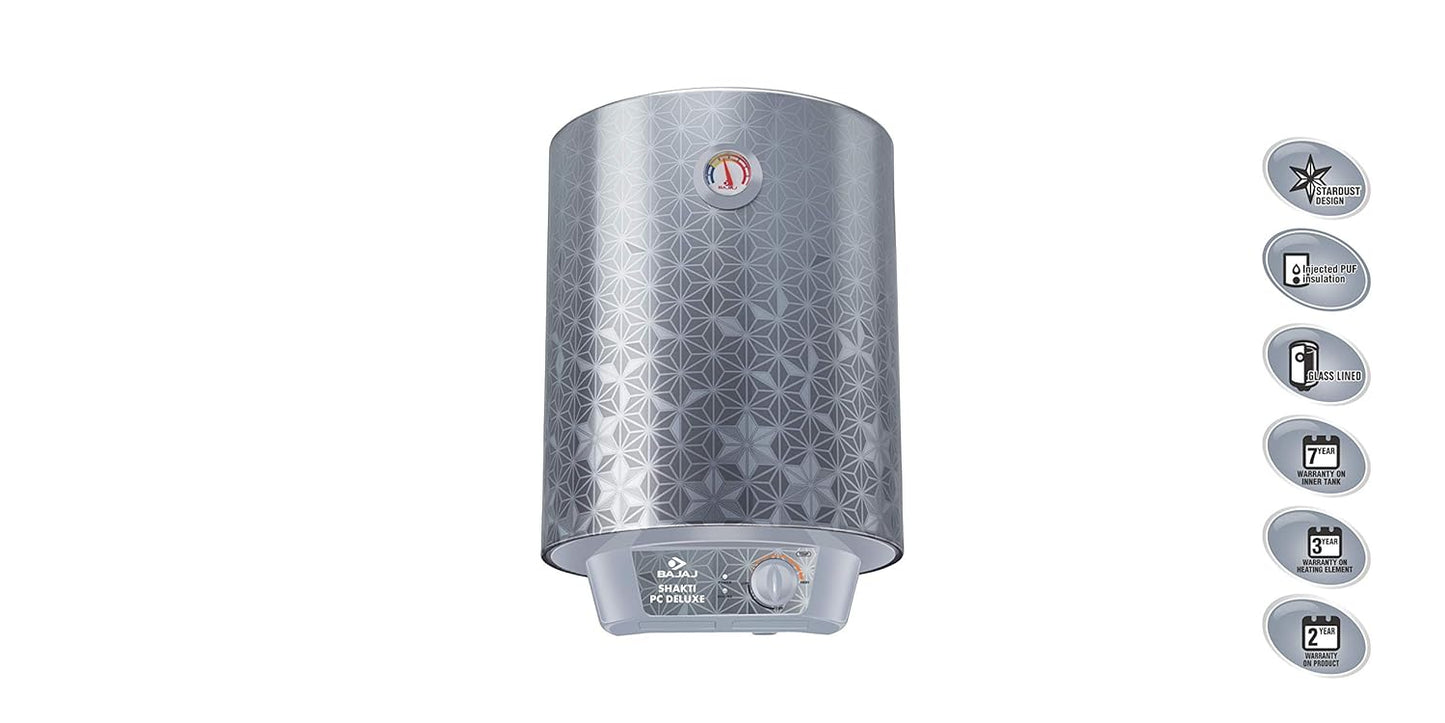 Bajaj Shakti PC Deluxe Storage 15 Litre Verical 4 Star Water Heater (Grey)