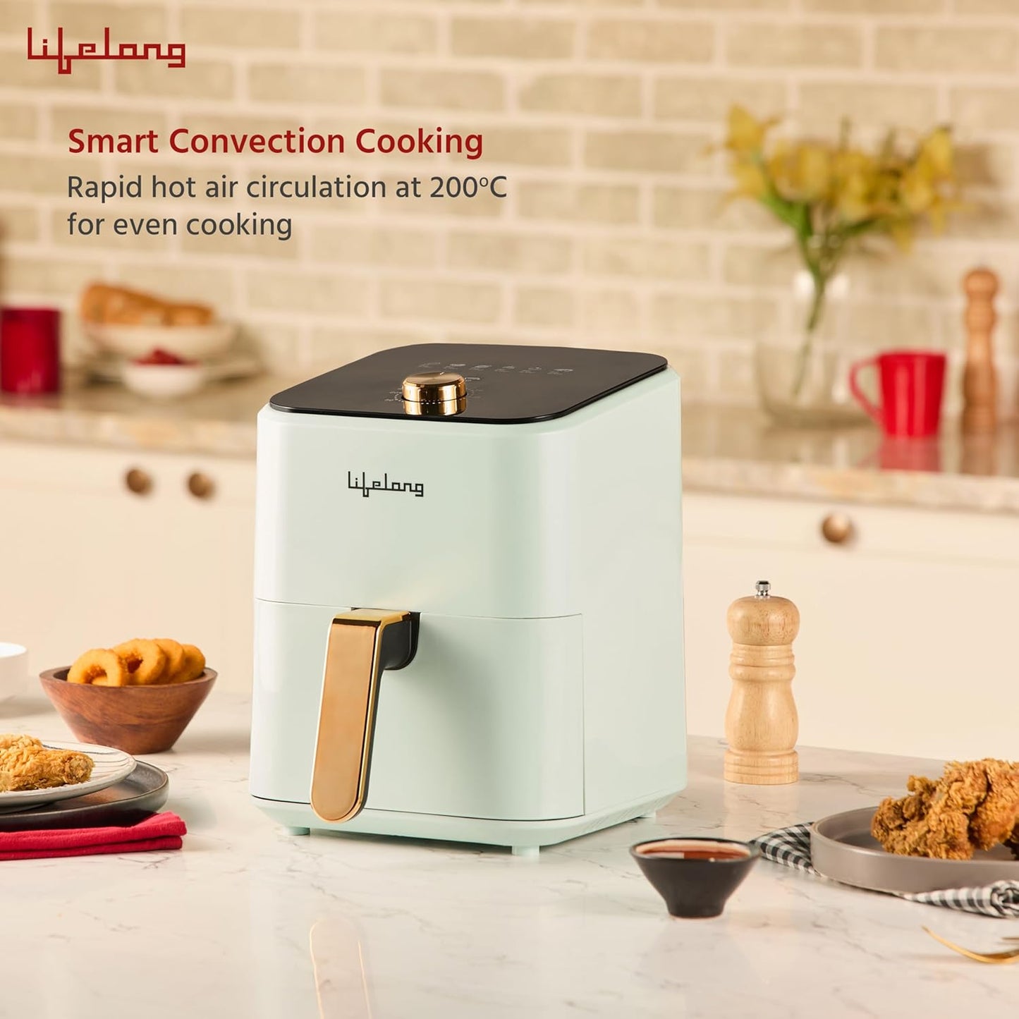 Lifelong Air Fryer | 1 Year Warranty | 1200W, 4L, Air Fryer for Home, Airfryer, Electric Air-Fryer with 360° Hot Air Circulation Technology & Timer... (Box Damage)