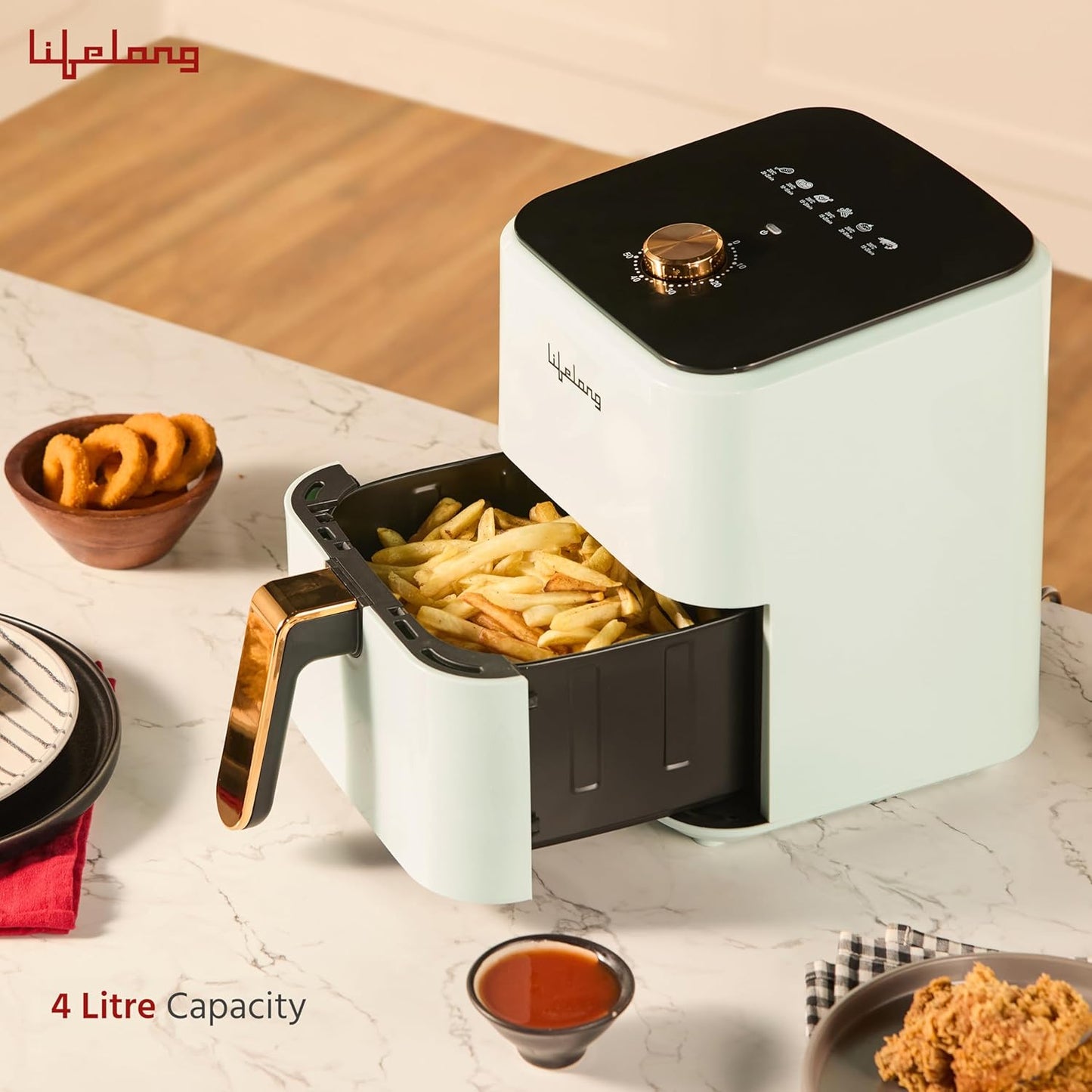 Lifelong Air Fryer | 1 Year Warranty | 1200W, 4L, Air Fryer for Home, Airfryer, Electric Air-Fryer with 360° Hot Air Circulation Technology & Timer... (Box Damage)