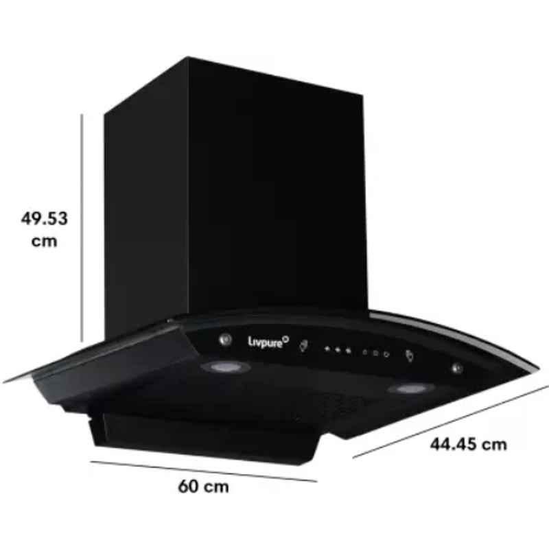 LIVPURE SWIRL-60 Auto Clean Wall Mounted Black 1400 CMH Chimney